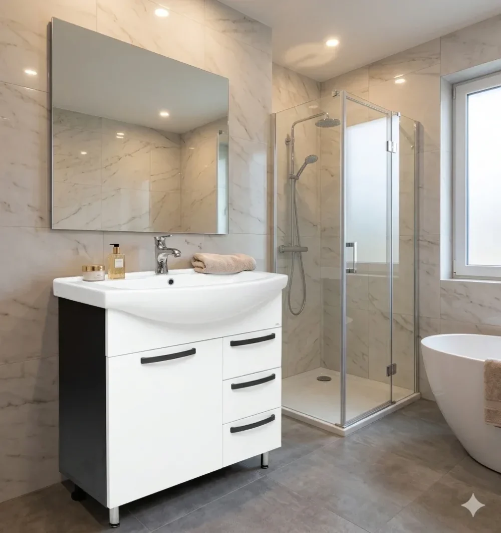 DULAP BAIE AGAT ALB- ANTRACIT (BASIC) CU 3 SERTARE- 750mm - imagine 3