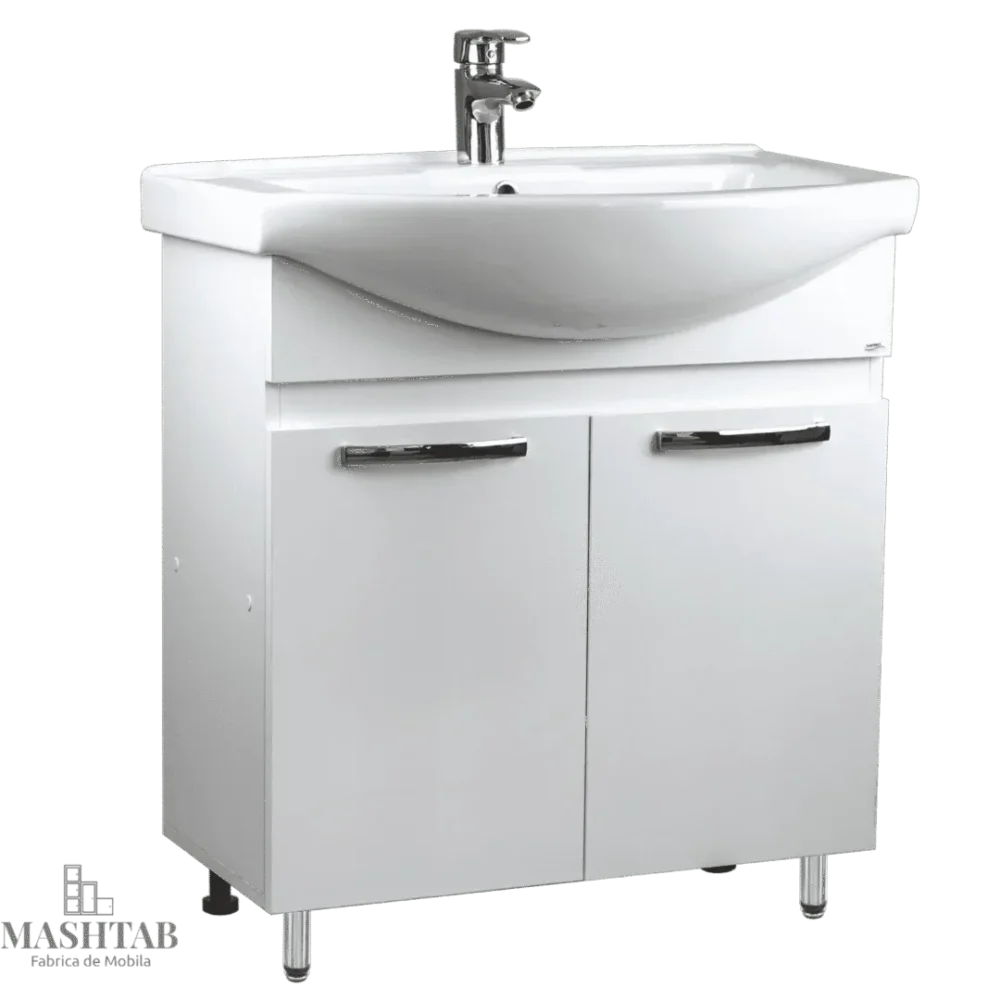 Dulap baie AGAT Alb (Basic) cu 2 uși – 750mm