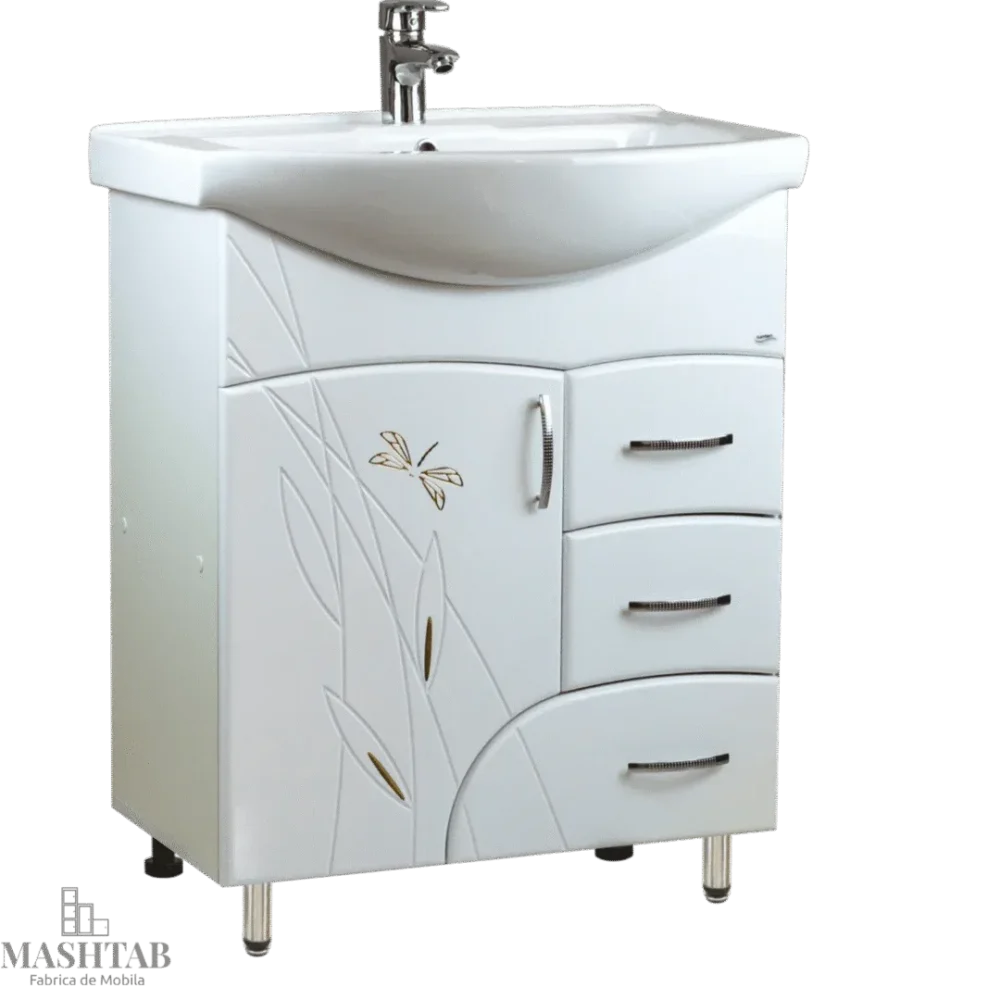 Dulap baie STUFF  Alb (Basic) cu 3 sertare –  750mm