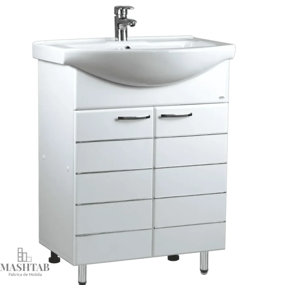 Dulap baie MODERN Alb (Basic) cu 2 uși– 750mm