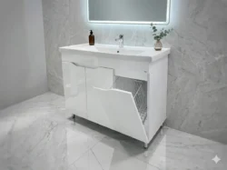 SET BAIE CU LAVOAR PRINT ALB (SAVA) 3 UȘI CU COS - 1000mm - imagine 2
