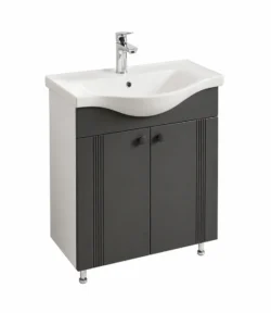 DULAP BAIE PALMA ALB-ANTRACIT- MAT (BASIC) CU 2 UȘI - 650mm