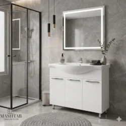 Dulap baie AGAT cu cos pentru rufe Alb - 900mm - imagine 2