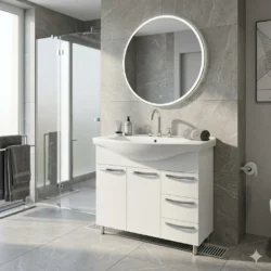 Dulap baie AGAT Alb (Basic) cu 3 sertare – 800mm - imagine 2