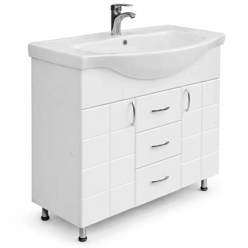 Dulap baie DOMINO Alb (Basic) cu 3 sertare – 900mm