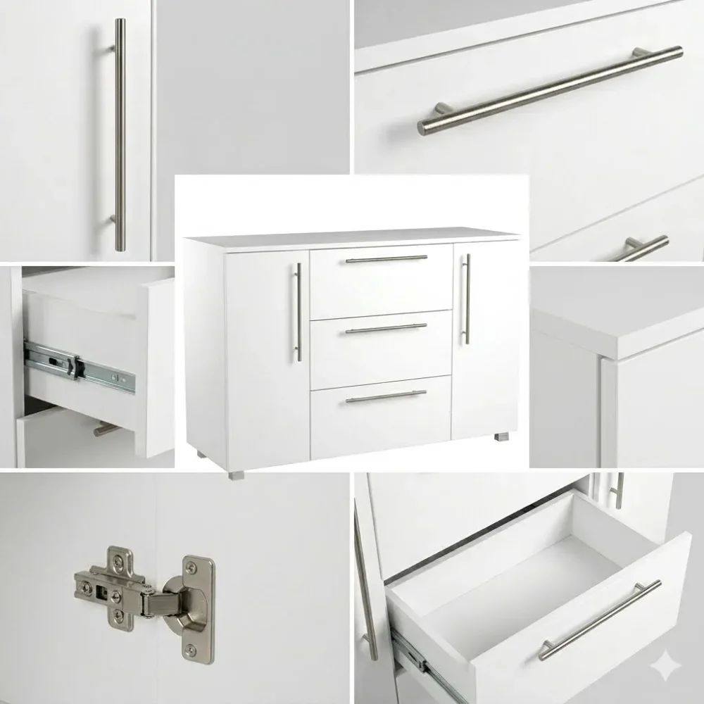 COMODA MADRID 3 SERTARE ALB - 1200mm - imagine 3