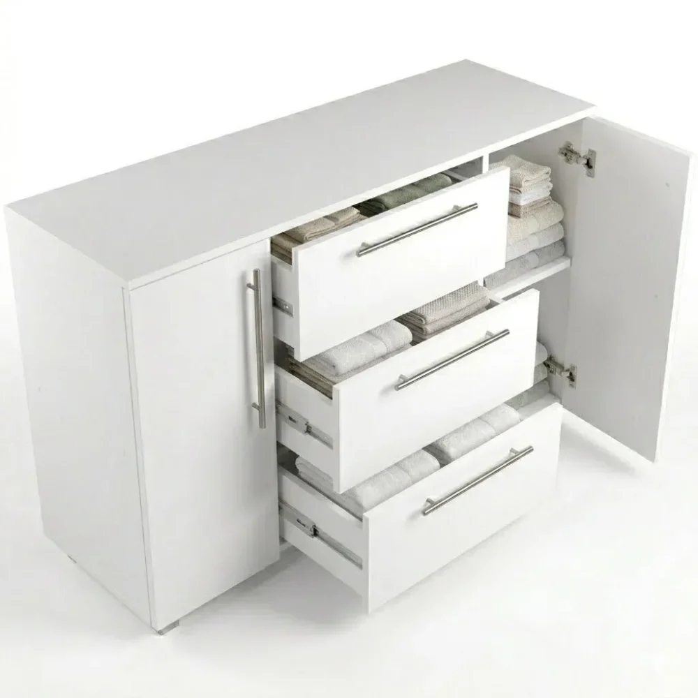 COMODA MADRID 3 SERTARE ALB - 1200mm - imagine 4