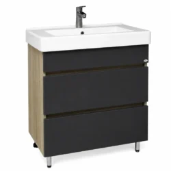 SET BAIE CU LAVOAR SONATA ANTRACIT- SONOMA (SAVA) CU 2 SERTARE FĂRĂ MÂNER - 600mm