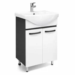 DULAP BAIE AGAT ALB- ANTRACIT (BASIC) CU 2 UȘI - 600mm