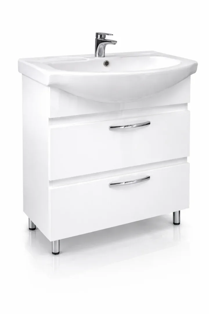 agat23 Dulap baie AGAT Alb (Basic) cu 2 sertare – 750mm - imagine 1