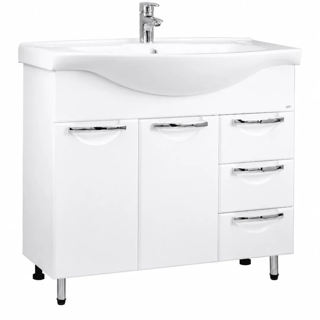 delfin_3 sertare SET BAIE CU LAVOAR DELFIN ALB (BASIC) CU 3 SERTARE - 1000mm - imagine 1