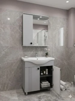 DULAP BAIE PALMA GRI- MAT (BASIC) CU 2 UȘI - 650mm - imagine 2