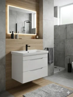 DULAP BAIE SUSPENDAT PRINT ALB (SAVA) CU 2 SERTARE - 900mm - imagine 2