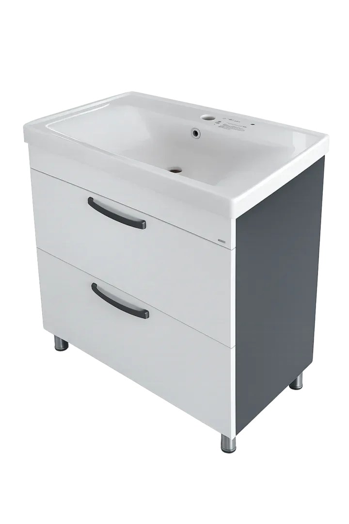 Agat Dulap baie AGAT Alb-antracit (Sava) cu 2 sertare-700mm - imagine 1