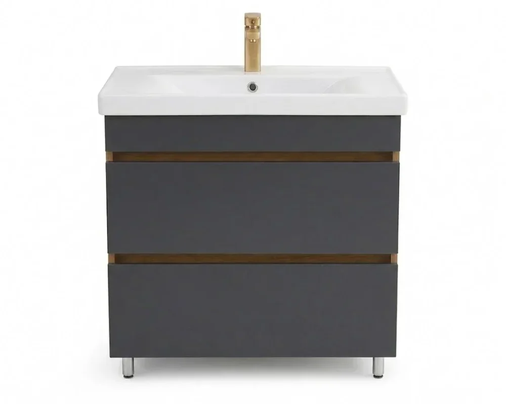 Dulap Torino cu 2 sertare -Stejar Evok-Antracit, 700mm - imagine 2