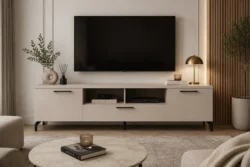 COMODA TV MARTELLO CASHMERE DUBLĂ MÂNERE NEGRE - 1800mm - imagine 3