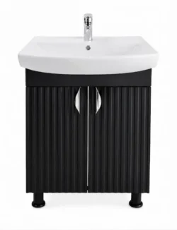 SET BAIE CU LAVOAR AQUA NEGRU MAT (CL) CU 2 UȘI - 600mm