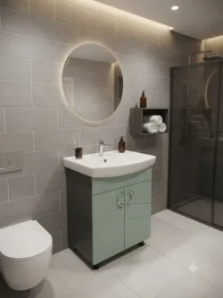 SET BAIE CU LAVOAR ALPIN TURCUAZ MAT  (CL) CU 2 UȘI - 600mm - imagine 3