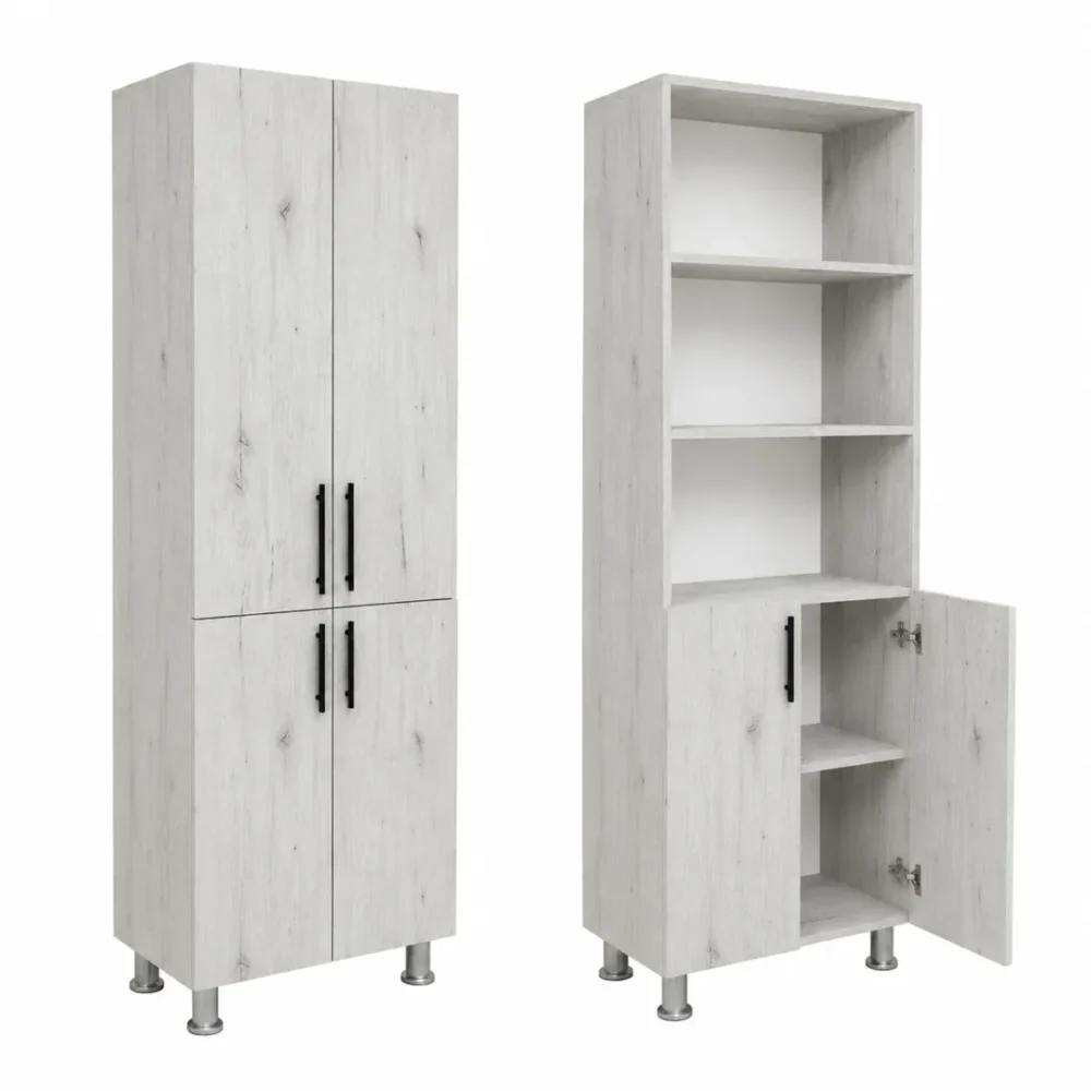 DULAP CU 4 UȘI STEJAR Alb - 600*340*1900mm - imagine 3