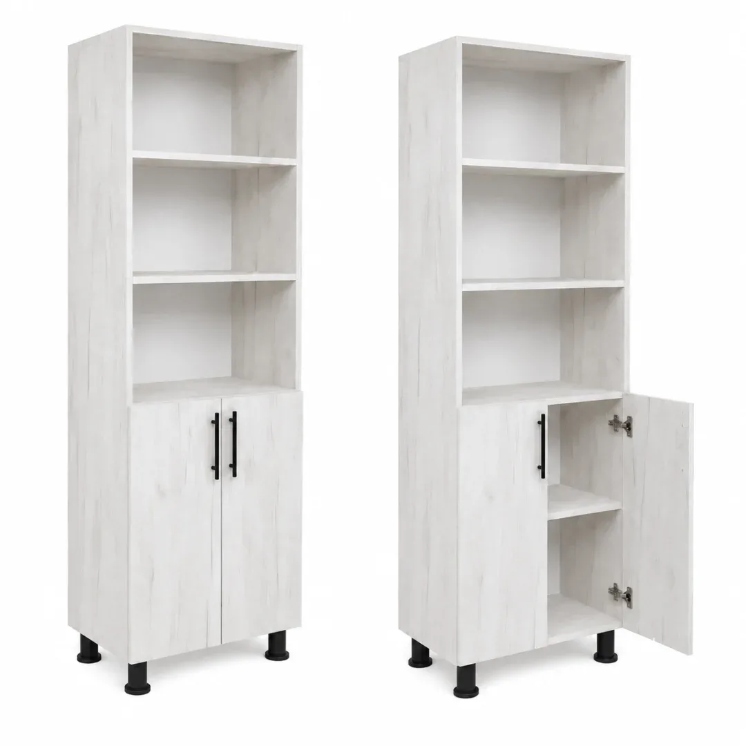 dulap cu 4 usi DULAP CU RAFTURI 2 UȘI STEJAR Alb - 600*340*1900mm - imagine 1