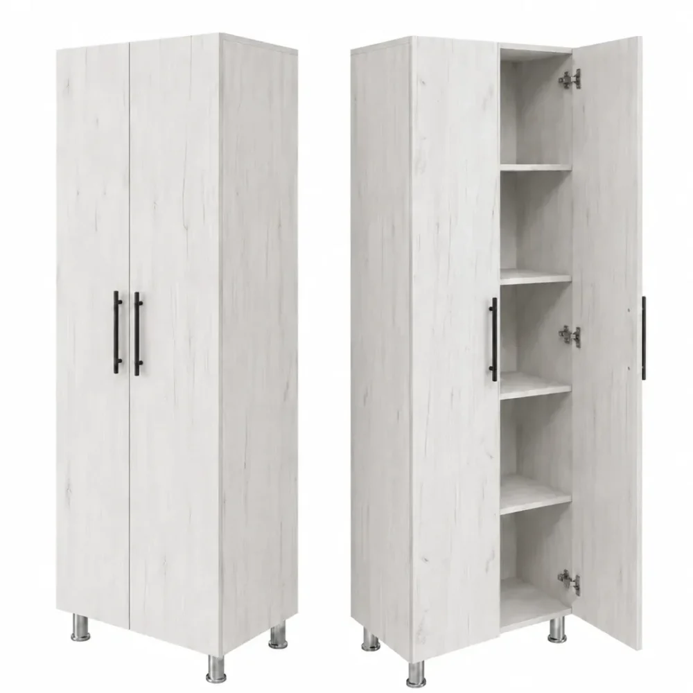 DULAP CU RAFTURI 2 UȘI STEJAR Alb - 600*340*1900mm