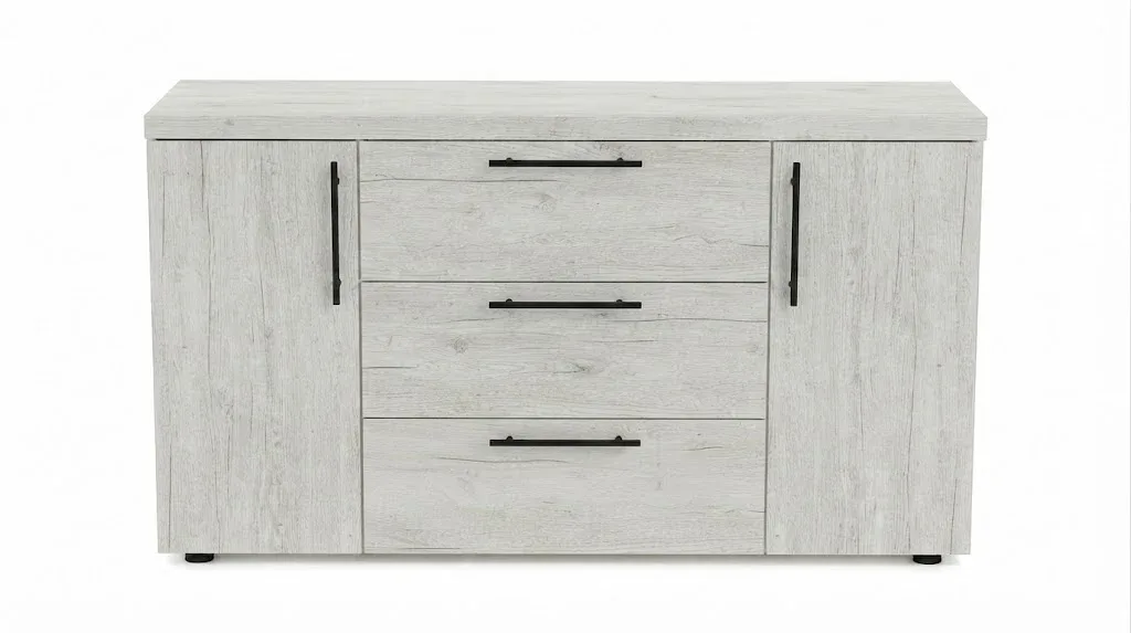stejar alb madrid COMODA MADRID 3 SERTARE STEJAR ALB - 1200mm - imagine 1