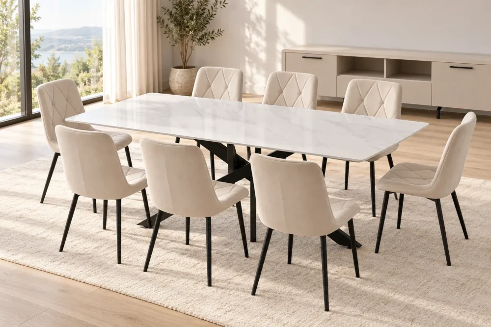 MASA TRIESTE 180*75 ALB CERAMICA - imagine 2