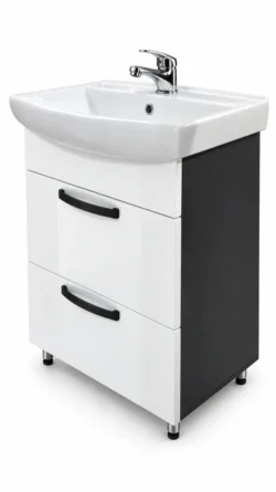 DULAP BAIE AGAT ALB- ANTRACIT (CL) CU 2 SERTARE - 600mm